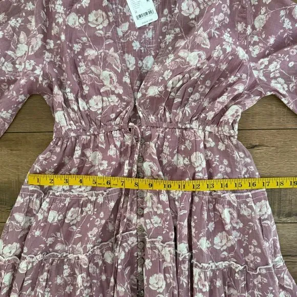 NWT Free People Womens Tiered Pappiet Midi Dress Current Rose Medium - Picture 15 of 16